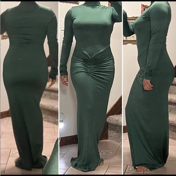 Elegant Long Sleeve Gray Dress - Picture 7 of 7